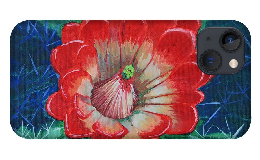 Flower iPhone 13 Case featuring the painting Claret Cup by Cheryl Fecht