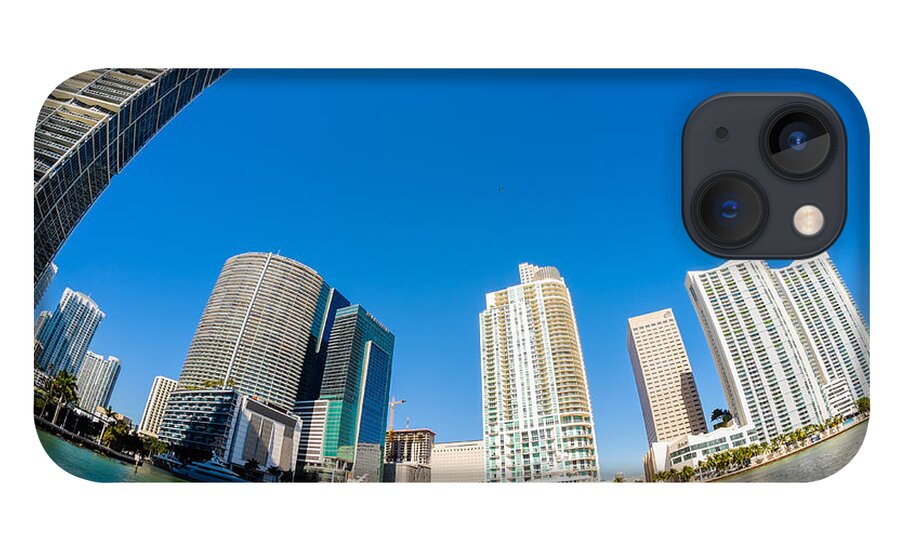 Architecture iPhone 13 Case featuring the photograph Downtown Miami Fisheye by Raul Rodriguez