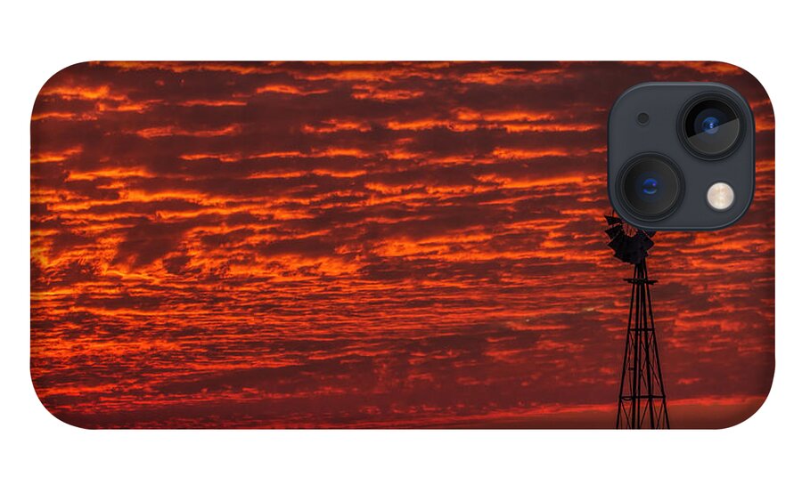 Kansas iPhone 13 Case featuring the photograph Sunset and Windmill #2 by Rob Graham