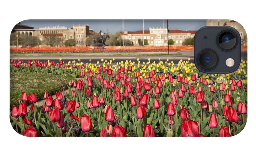 Architecture iPhone 13 Case featuring the photograph Tulips at Texas Tech University by Melany Sarafis