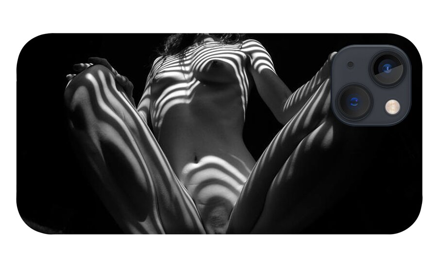 Abstract iPhone 13 Case featuring the photograph 2666 Zebra Woman Stripe Series  by Chris Maher