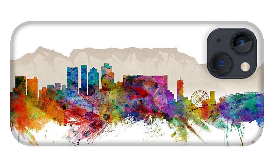 City iPhone 13 Case featuring the digital art Cape Town South Africa Skyline by Michael Tompsett