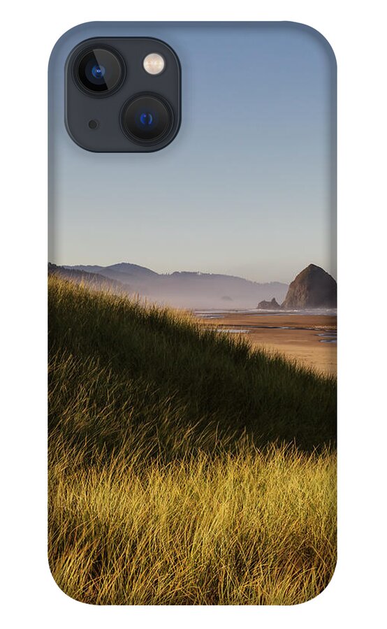 Scenics iPhone 13 Case featuring the photograph Haystack Rock Seen From Dunes #3 by Sawaya Photography