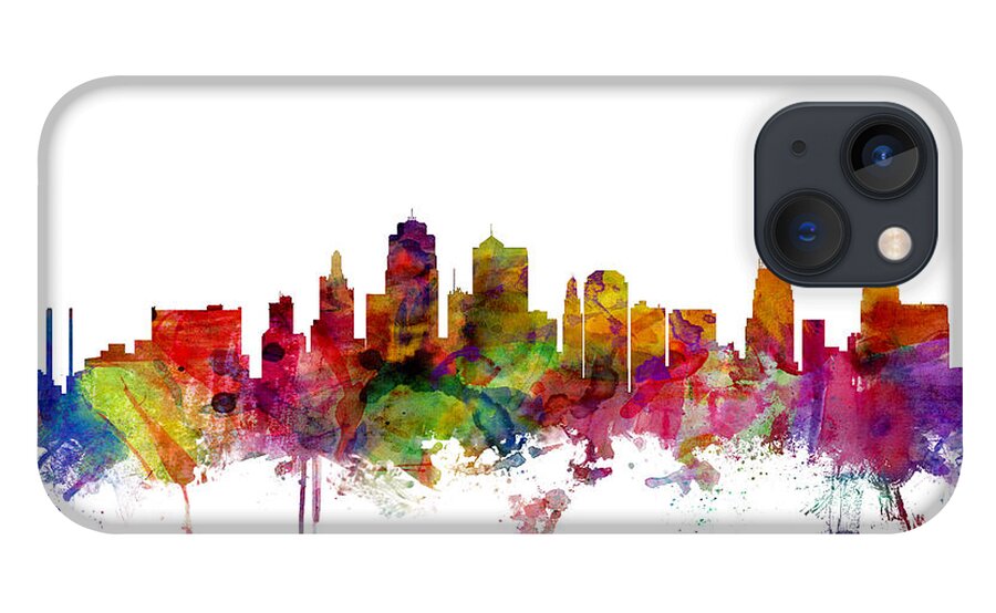 United States iPhone 13 Case featuring the digital art Kansas City Skyline by Michael Tompsett