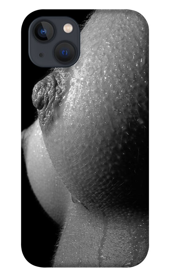 Nude iPhone 13 Case featuring the photograph 3620 Breasts Wet with Sweat by Chris Maher