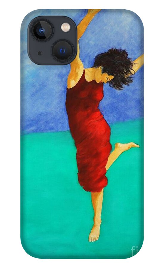 Lady Painting iPhone 13 Case featuring the painting Jump Of Joy by Dagmar Helbig