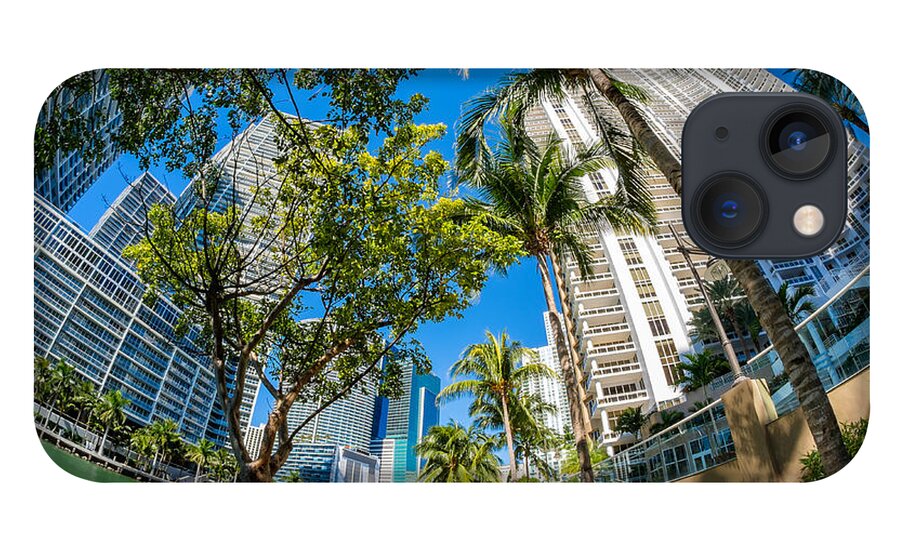 Architecture iPhone 13 Case featuring the photograph Downtown Miami Brickell Fisheye by Raul Rodriguez