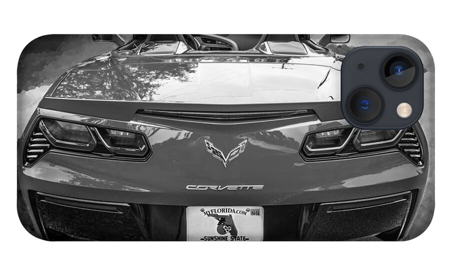 2014 Chevrolet Corvette iPhone 13 Case featuring the photograph 2014 Chevrolet Corvette C7 BW  #8 by Rich Franco