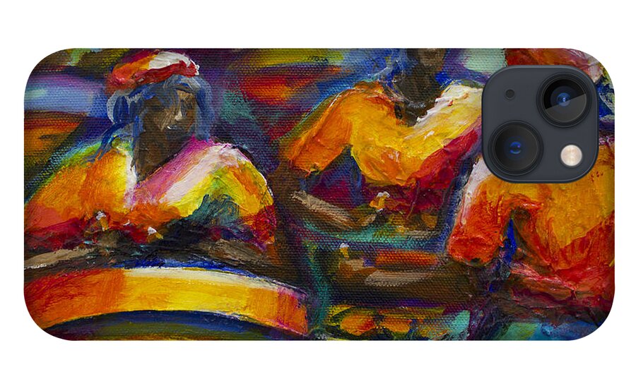 Abstract iPhone 13 Case featuring the painting Steel Pan #10 by Cynthia McLean