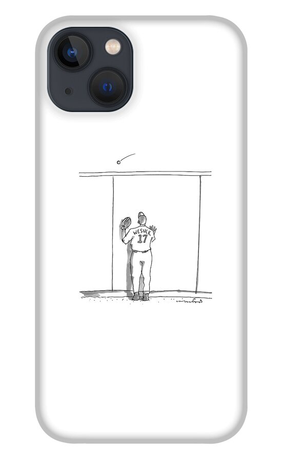 A Baseball Player Watches A Ball Fly Over A Wall iPhone 13 Case