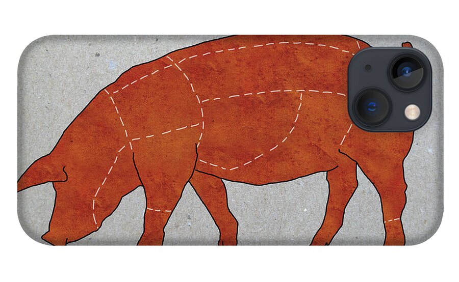 Pig iPhone 13 Case featuring the digital art A Butchers Diagram Of A Pig by Malte Mueller