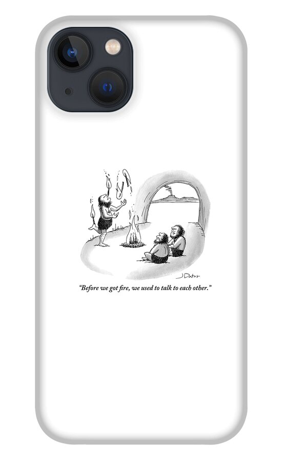 A Caveman Is Juggling Sticks Of Fire While Two iPhone 13 Case