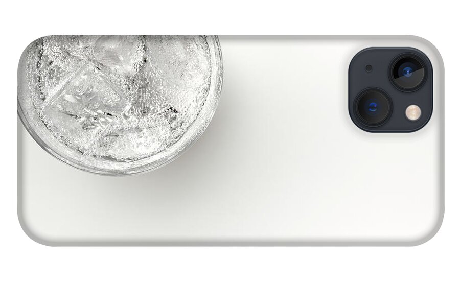 White Background iPhone 13 Case featuring the photograph A Glass Of Sparkling Water With Ice by Anthony Bradshaw