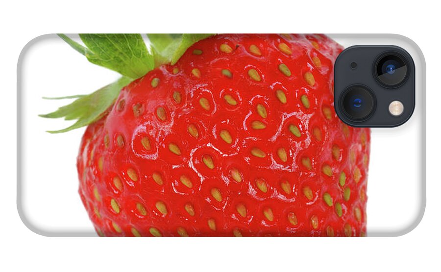 White Background iPhone 13 Case featuring the photograph A Juicy, Ripe, Tempting Strawberry by Rosemary Calvert