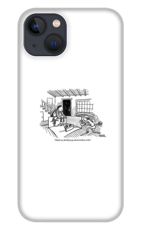 A Man Is Holding The Arms Of A Cat In A Tux iPhone 13 Case