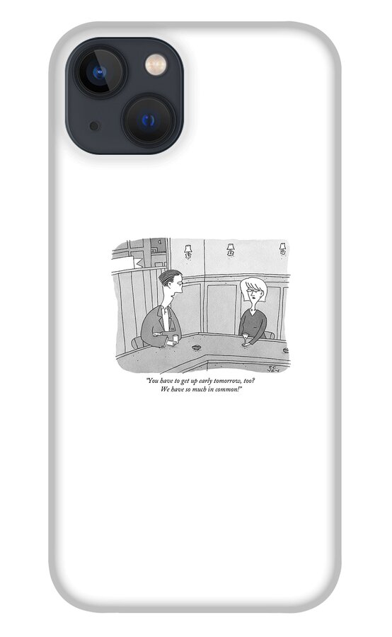 A Man Speaks To A Woman At A Bar iPhone 13 Case