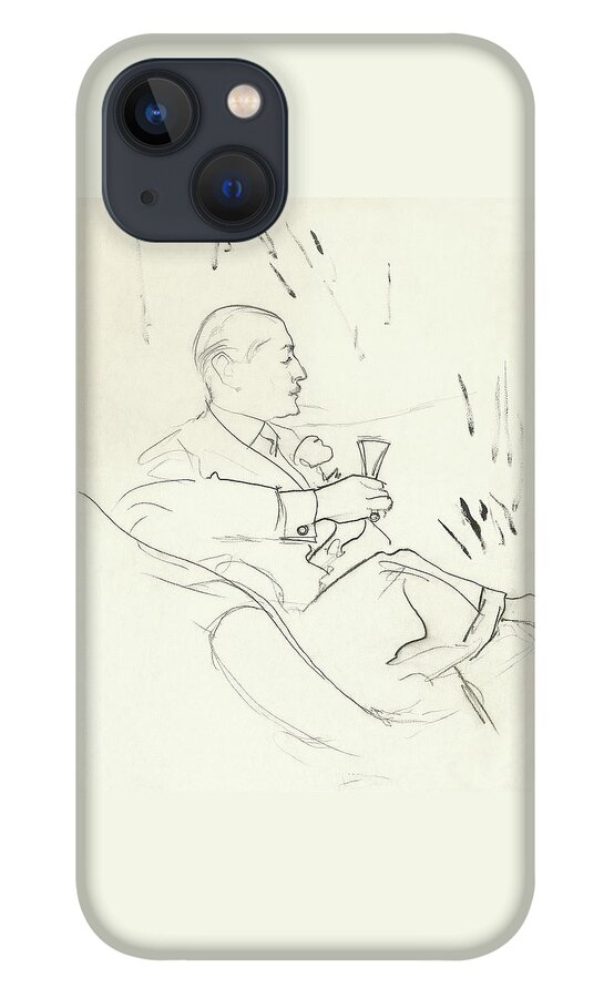 A Man With A Glass Of Wine iPhone 13 Case