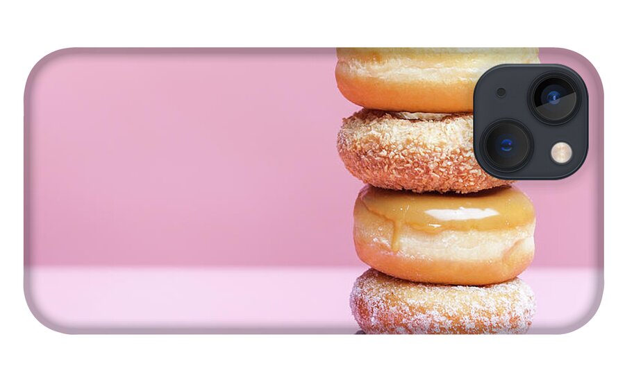 Five Objects iPhone 13 Case featuring the photograph A Stack Of Various Donuts by Steven Errico