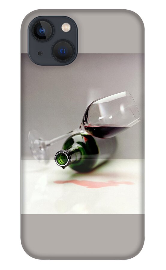 A Wine Bottle And A Glass Of Wine iPhone 13 Case
