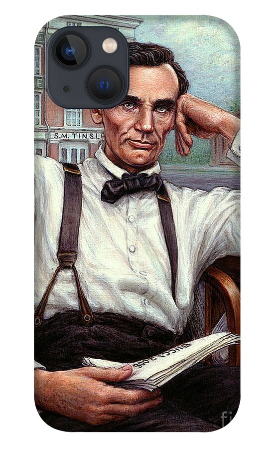 Occupy China iPhone 13 Case featuring the painting Abraham Lincoln of Springfield Bicentennial Portrait by Jane Bucci