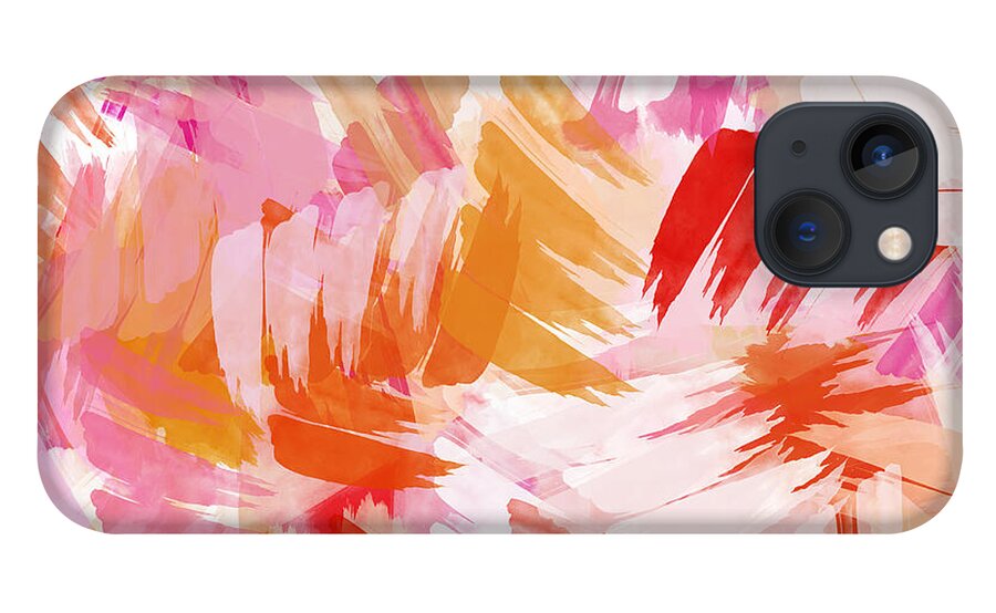 Abstract iPhone 13 Case featuring the mixed media Abstract Paint Pattern by Christina Rollo