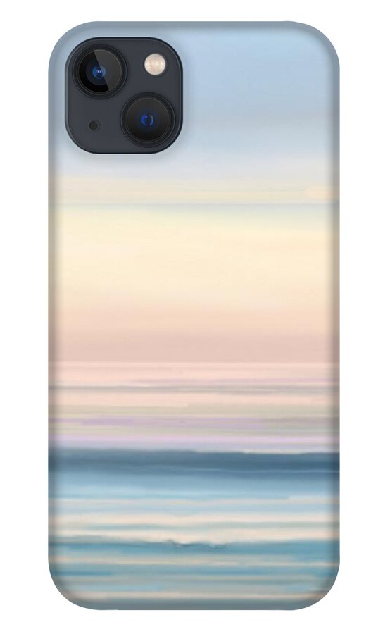 Abstract iPhone 13 Case featuring the painting Abstract Pink Sunset Panel Two by Stephen Jorgensen