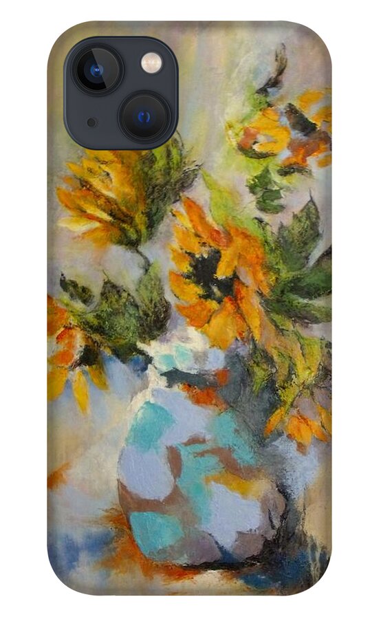 Sunflowers iPhone 13 Case featuring the painting Abstract Sunflowers by Madeleine Holzberg