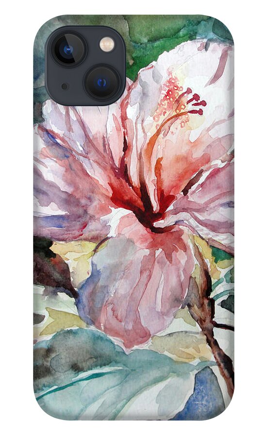 Flowers iPhone 13 Case featuring the painting Accented Hibiscus by Mafalda Cento