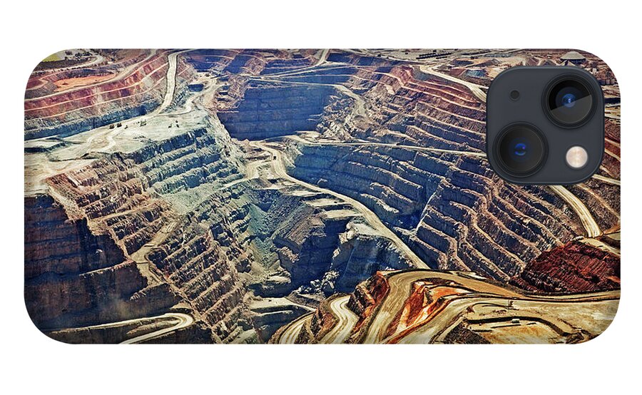 Extreme Terrain iPhone 13 Case featuring the photograph Aerial View , Kalgoorlie Super Pit Gold by John W Banagan