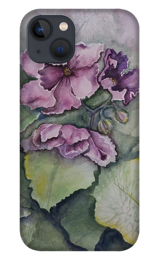 Fine Art Floral iPhone 13 Case featuring the painting African Violets by Rebecca Matthews