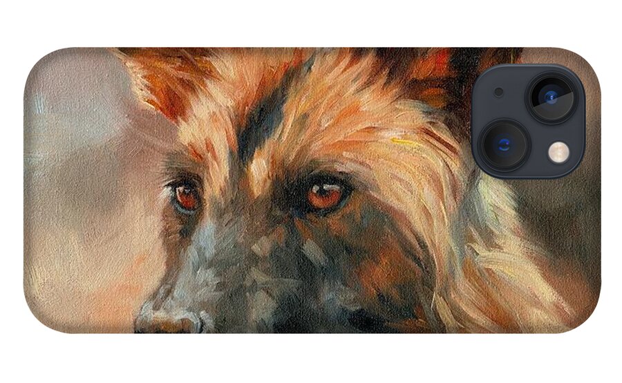 Dog iPhone 13 Case featuring the painting African Wild Dog by David Stribbling