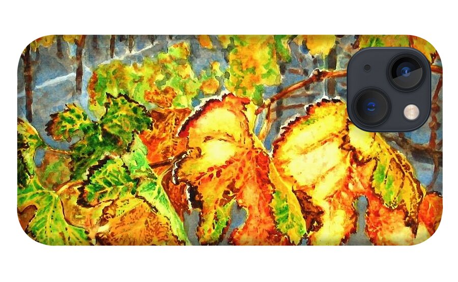 Vineyard iPhone 13 Case featuring the painting After the Harvest by Karen Ilari