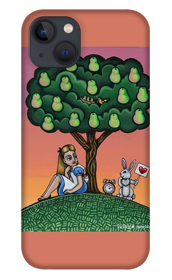 Alice iPhone 13 Case featuring the painting Alice in Wonderland art by Victoria De Almeida