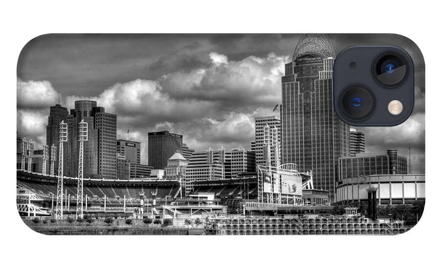 Cityscapes iPhone 13 Case featuring the photograph All American City bw by Mel Steinhauer