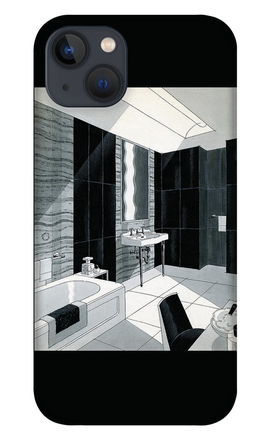 An Illustration Of A Bathroom iPhone 13 Case