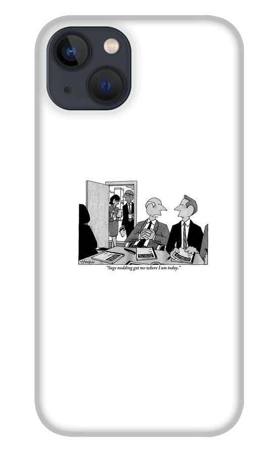 An Older Man Addresses A Younger Man At A Board iPhone 13 Case