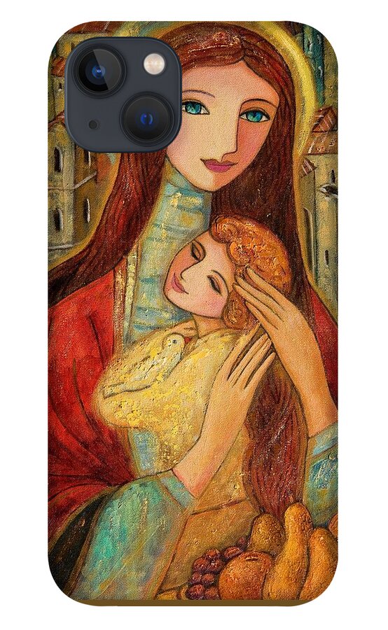 Mother And Child iPhone 13 Case featuring the painting Ancient Mother and Son by Shijun Munns