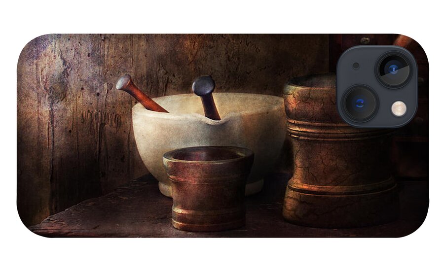 Pharmacy iPhone 13 Case featuring the photograph Apothecary - Pick a Pestle by Mike Savad