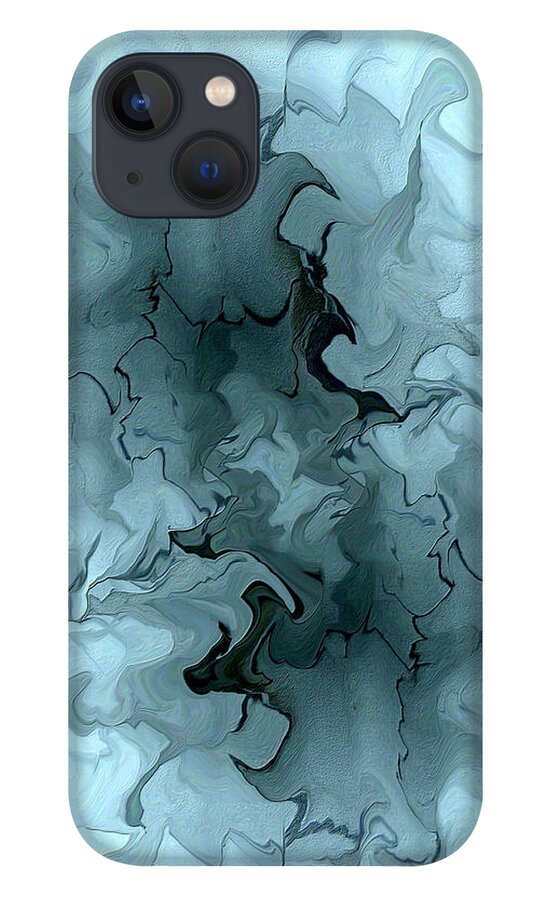 Digital Abstract iPhone 13 Case featuring the digital art Aqua Abstract by Kae Cheatham