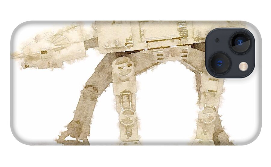 Aquarelle iPhone 13 Case featuring the painting AT-AT All Terrain Armored Transport by HELGE Art Gallery