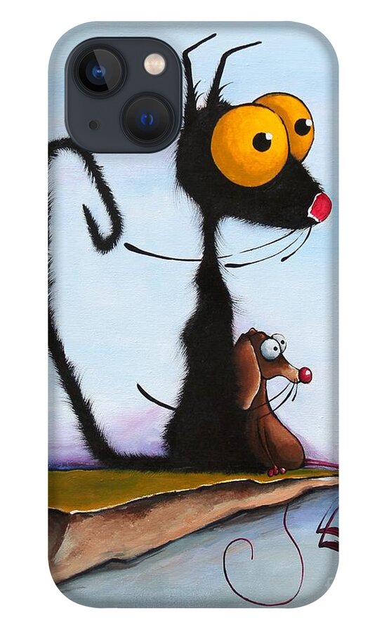 Cat iPhone 13 Case featuring the painting At the Edge of Reason by Lucia Stewart
