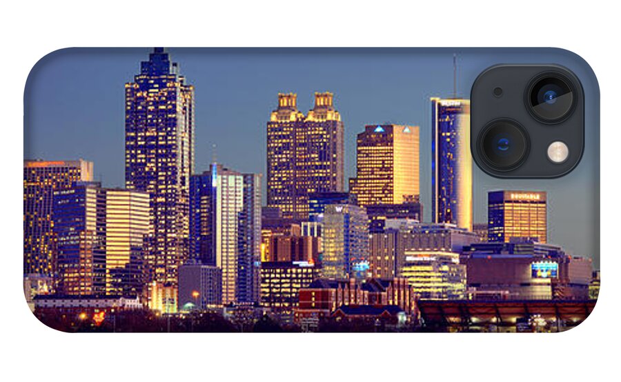 Atlanta iPhone 13 Case featuring the photograph Atlanta Skyline at Dusk Downtown Color Panorama by Jon Holiday