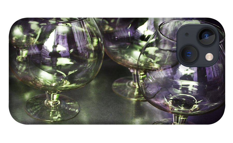 Evie Carrier iPhone 13 Case featuring the photograph Aubergine Paris Wine Glasses by Evie Carrier
