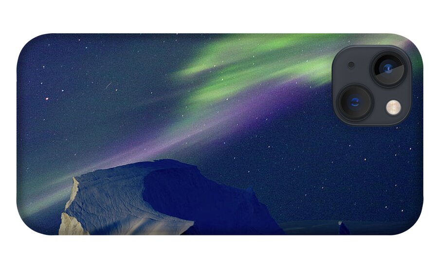 Scenics iPhone 13 Case featuring the photograph Aurora Over Iceberg by Richard Mcmanus