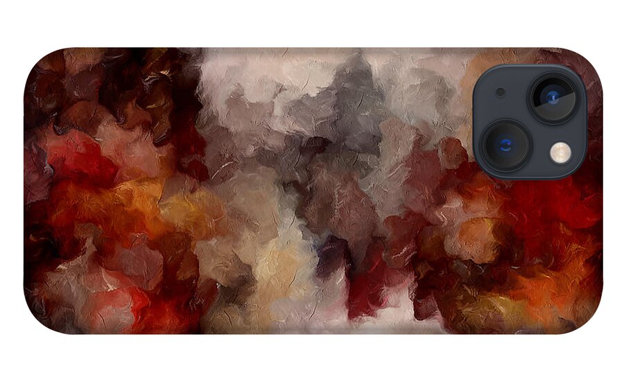 Abstract iPhone 13 Case featuring the mixed media Autumn Abstract by Georgiana Romanovna