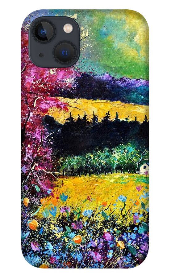 Landscape iPhone 13 Case featuring the painting Autumn flowers by Pol Ledent