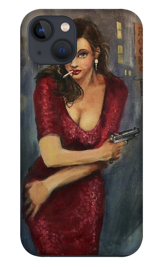 City At Night iPhone 13 Case featuring the painting Bad Girl by Tom Shropshire
