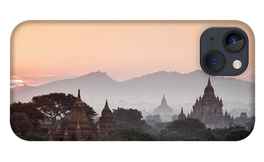 Non-urban Scene iPhone 13 Case featuring the photograph Bagan, Sunrise Over Ancient Temples by Martin Puddy
