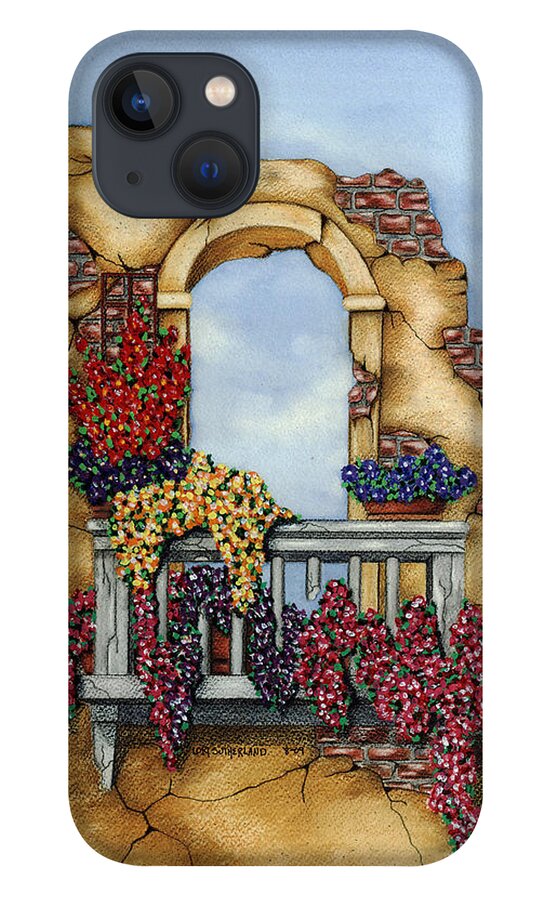Colored Pencil iPhone 13 Case featuring the painting Balcony by Lori Sutherland