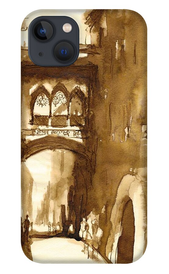 Barcelona iPhone 13 Case featuring the drawing Barcelona_4 by Karina Plachetka